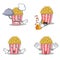 Set of Popcorn character with chef trumpet surprised tongue out