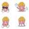 Set of Popcorn character with cool waving afraid crying