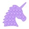 Set of popit purple unicorn in style a fashionable silicon fidget toys. Addictive antistress toy in pastel colors