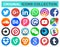 Set of popular circle social media and other icons