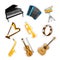 Set of popular musical instruments, Random objects