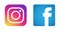 Set of popular social media logos icons Instagram Facebook element vector on white background