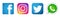 Set of popular social media logos icons Instagram Facebook Twitter WhatsApp element vector on white background