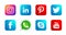 Set of popular social media logos icons Instagram Facebook Twitter Youtube WhatsApp element vector on white background