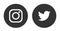 Set of popular social media logos icons Instagram and Twitter flat simple element vector design for web internet communication