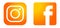 Set of popular social media logos icons in orange gold Instagram Facebook element vector on white background