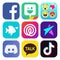 Set of popular social media and other icons