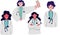 Set of portrait doctor flat character. hospital staff, occupation, professional. Doodle style.