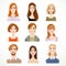 Set of portraits of avatars of cute different women and men