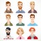 Set of portraits of avatars of different casual men