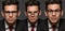 Set of portraits of cute young businessman