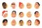 Set of portraits of different people. Vector illustration with set of 15 different portraits of happy smiling men, women, children