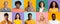 Set of portraits of happy people different ages and nationalities