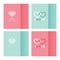 A set of postcards on the day of the holy valentine on a pink and a Dutch background. Vector.