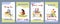 Set of posters with educational concept with studens reading book in flat