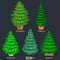 Set of potted christmas vector tree like fir or pine Blue spruce for New year celebration without holiday decoration