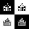 Set Prado museum icon isolated on black and white background. Madrid, Spain. Vector