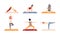 Set of pregnant women mothers doing yoga exercises a vector isolated illustrations