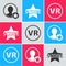 Set Premium create account screen, Star and Virtual reality glasses icon. Vector