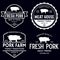 Set of premium pork labels, badges and design elements. Logo for butchery, meat shop, steak house, farm etc