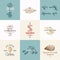 Set of Premium Quality Retro Seafood Vector Signs or Logo Templates. Hand Drawn Vintage Sketches with Classy Typography