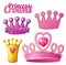 Set of princess crowns isolated on white