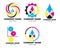 Set of Print service digital solutions colorful logo design idea, Sign and symbol for printing business