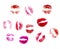 Set prints of lipstick on a white isolated background