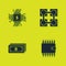 Set Processor chip with dollar, Cryptocurrency wallet, bitcoin and Blockchain technology icon. Vector