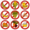 Set of products prohibited during paleo diet in