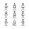 Set of professions icons avatar simple flat style illustration