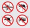 Set of prohibited Aedes aegypti or chikungunya,  or Zika  mosquito isolated.