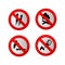 Set of prohibited signs fire collection design isolated on white background