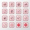 Set of prohibition icons or warning signs on red button, Signs and symbols vector