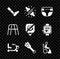 Set Prosthesis leg, Joint pain, knee pain, Adult diaper, Electric wheelchair, Woman, Walker and Blindness icon. Vector