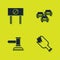 Set Protest, Broken bottle as weapon, Judge gavel and Traffic jam icon. Vector