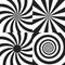 Set of Psychedelic spiral with radial rays, twirl, twisted comic effect