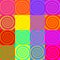 Set of psychedelic spirals in comic style. Seamless pattern from colorfull spirals on bright square background