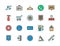 Set of Public Navigation Color Line Icons. Hanger, Taxi, Toilet, Wifi and more.