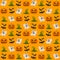 Set with pumpkin, ghost, bats and witch hat. Helloween. For gift paper, textiles, clothes, social networks, wallpaper, prints,