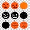 Set of Pumpkin Halloween icon vector. October celebration flat silhouette illustration design