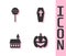 Set Pumpkin, Lollipop, Castle and Coffin with cross icon. Vector