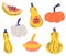 Set of pumpkin. Various pumpkins. Slices, halves, zucchini, squash. Autumn mood. Healthy vegetables. Vegetarian, vegan food.