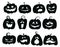 Set of pumpkins. Collection of pumpkin faces for Halloween. Stylized mystical creatures. Silhouettes of demons. Vector