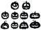 Set of pumpkins. Collection of pumpkin faces for Halloween. Stylized mystical creatures. Silhouettes of demons. Vector