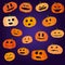 Set of pumpkins faces for halloween