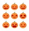 Set pumpkins icons for Halloween