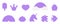 Set of purple popit shapes - birthday, crown, rainbow, heart, star, unicorn, cake. Pop it a trendy pastel fidget toys
