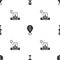 Set Push pin, Cash location and Location with fountain on seamless pattern. Vector