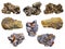 Set of pyrite and chalcopyrite minerals